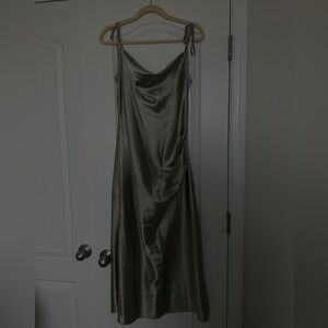 Satin sage midi dress